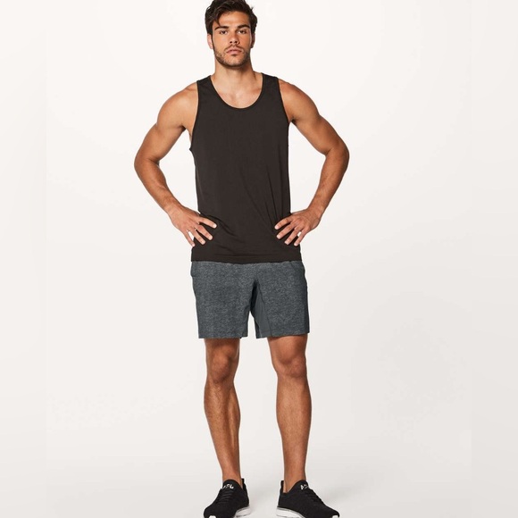 Lululemon T.H.E. Short *Linerless 7" Heathered Texture Printed Mercury Deep Coal - Picture 2 of 10